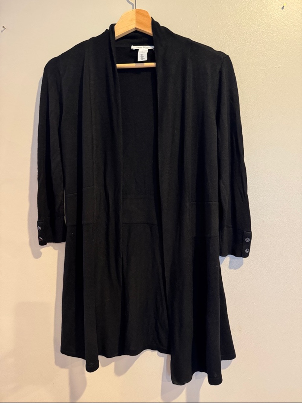White House Black Market Black Open-Front Long Cardigan
